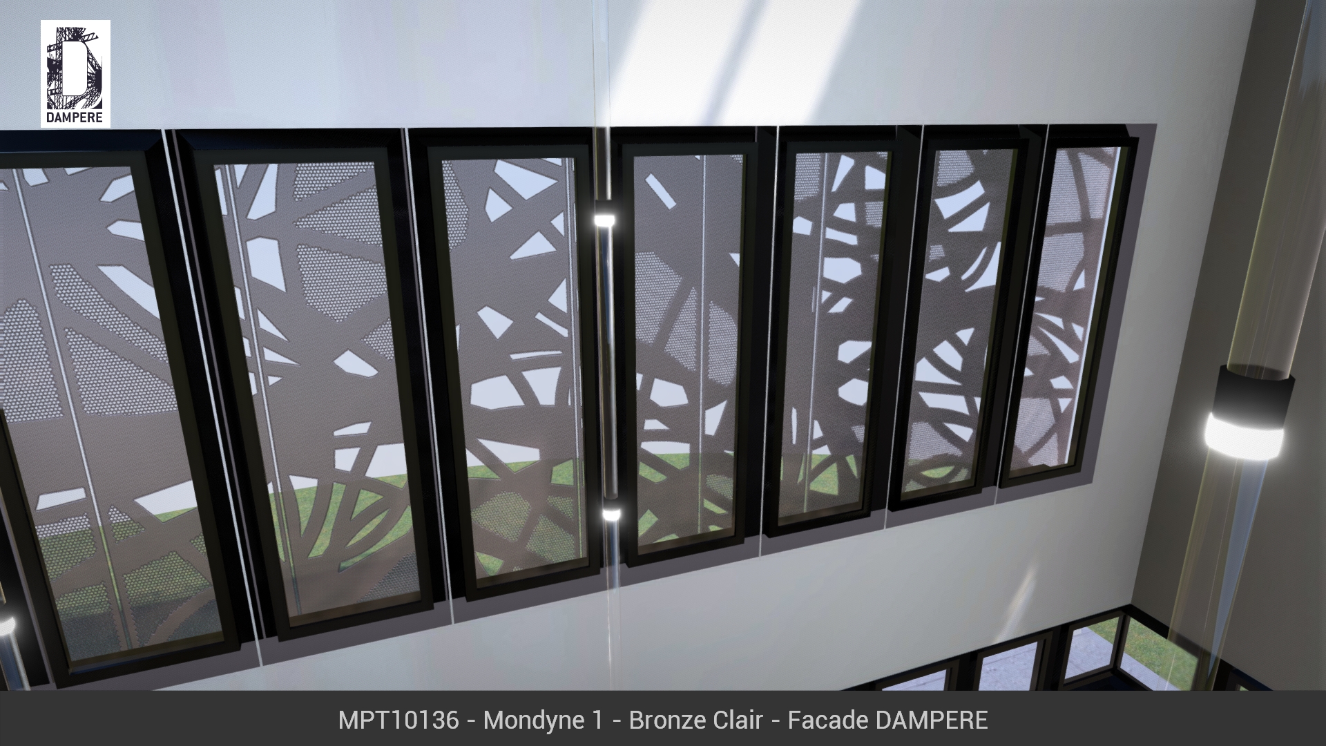 Vue intérieure de la Facade du batiment 3D avec le motif Mondyne