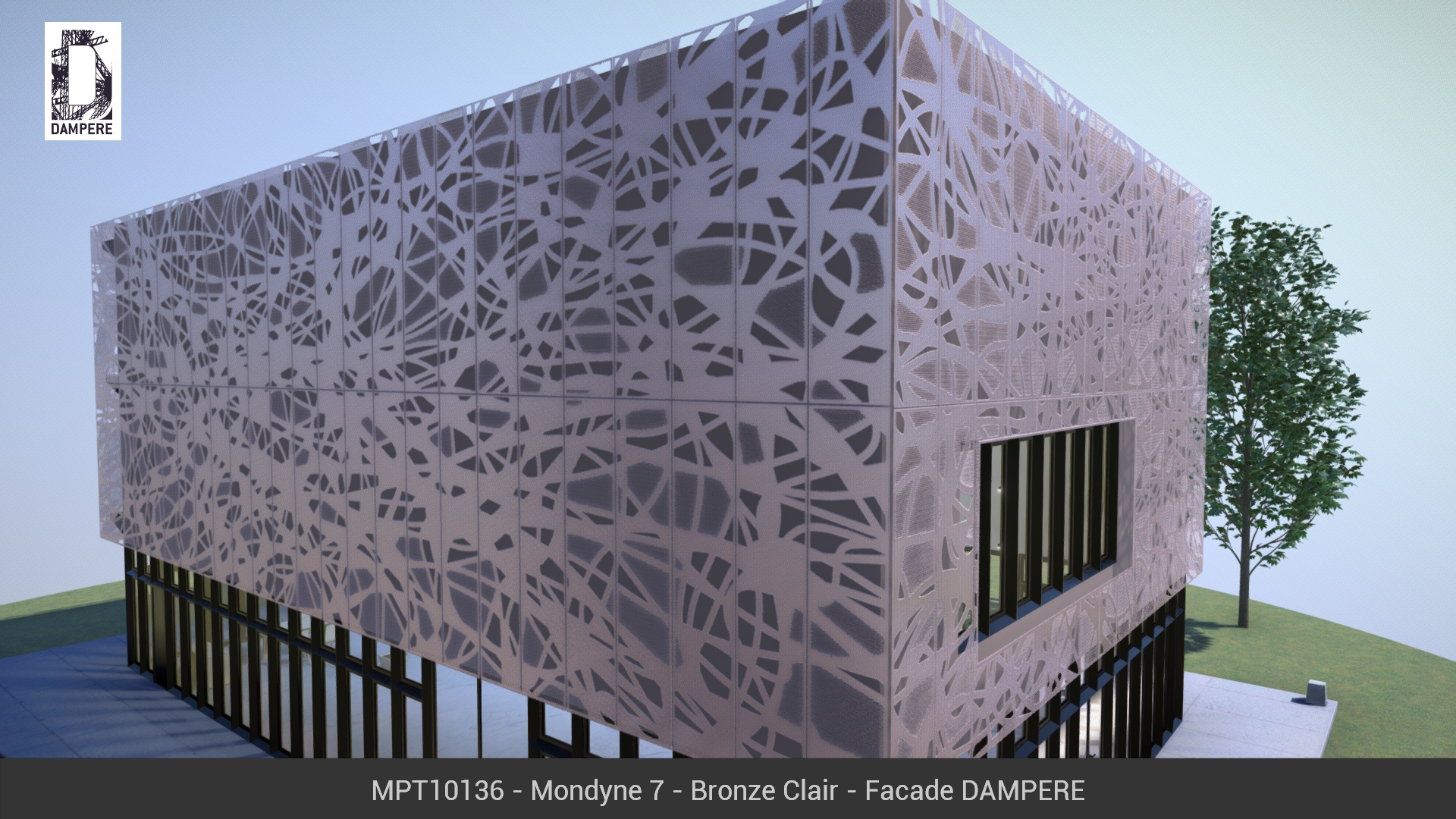 Facade du batiment 3D avec le motif Mondyne en Bronze Clair